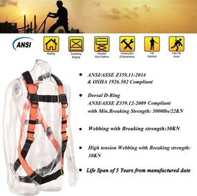 img 3 attached to WELKFORDER 1 D-Ring Industrial Fall Protection Safety Harness Kit With Single Leg 6-Foot Shock Absorber Stretchable Lanyard [1 Snap＆1 Rebar Hook] ANSI Compliant Personal Fall Arrest System(PFAS)