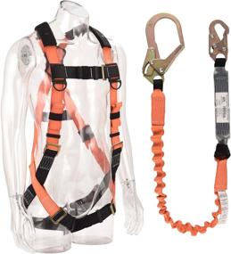 img 4 attached to WELKFORDER 1 D-Ring Industrial Fall Protection Safety Harness Kit With Single Leg 6-Foot Shock Absorber Stretchable Lanyard [1 Snap＆1 Rebar Hook] ANSI Compliant Personal Fall Arrest System(PFAS)