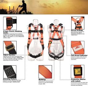 img 2 attached to WELKFORDER 1 D-Ring Industrial Fall Protection Safety Harness Kit With Single Leg 6-Foot Shock Absorber Stretchable Lanyard [1 Snap＆1 Rebar Hook] ANSI Compliant Personal Fall Arrest System(PFAS)