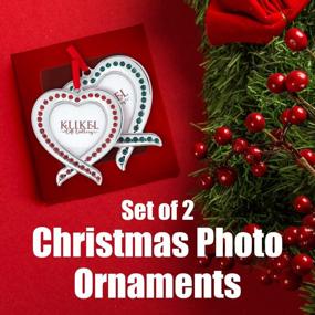 img 2 attached to Klikel Red And Green Heart Picture Frame Christmas Photo Ornament - 2 Pc Silver Heart Photo Frame Tree Decoration With Gift Box
