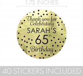 img 2 attached to Stylish And Elegant 1.75 Inch Black And Gold Personalized Favor Stickers - 40 Labels