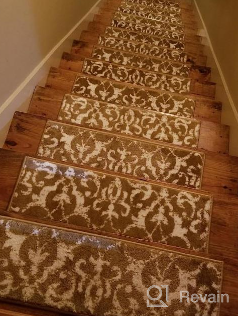 img 1 attached to 🚪 SUSSEXHOME Carpet Stair Treads for Wooden Steps - Stylish Indoor Safety Treads with Thick Carpet & Pattern Design - Prevent Slipping - Pet & Kid-Friendly - 4-Pack review by Walter Devarakonda