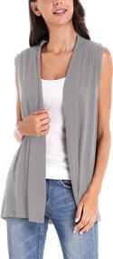 img 3 attached to Womens Sleeveless Front Cardigan Black Women's Clothing at Coats, Jackets & Vests