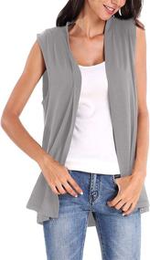 img 2 attached to Womens Sleeveless Front Cardigan Black Women's Clothing at Coats, Jackets & Vests