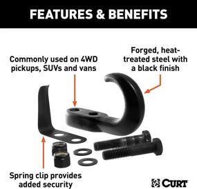 img 2 attached to 🔗 CURT 22411 Bolt-On Black Steel Tow Hook with Spring Clip - 10,000 lbs Weight Limit: Heavy-Duty Towing Accessory