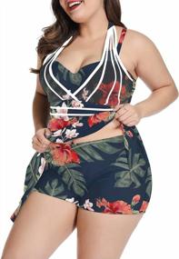 img 2 attached to LALAGEN Plus Size Halter Swimdress Tankini Set For Women - Two Piece Swimsuit Perfect For Swimming