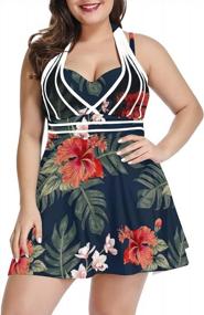 img 4 attached to LALAGEN Plus Size Halter Swimdress Tankini Set For Women - Two Piece Swimsuit Perfect For Swimming