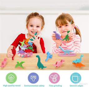 img 2 attached to 🦕 12PCS Wooden Dinosaur Stacking Toys for Kids 3-5 - Boys Toddler Gifts for 2 Year Old - Montessori Toys for 2-6 Year Old Boys - DiYiMi Stacking Toys for Boys