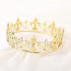 img 1 attached to Gold Medieval Royal Tiara Crown For Men - Perfect For Prom, Costume Party And Birthdays - Full Round Vintage King Crown By Coucoland