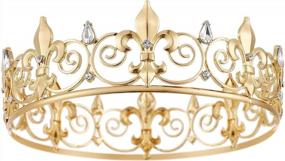 img 4 attached to Gold Medieval Royal Tiara Crown For Men - Perfect For Prom, Costume Party And Birthdays - Full Round Vintage King Crown By Coucoland