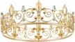 gold medieval royal tiara crown for men - perfect for prom, costume party and birthdays - full round vintage king crown by coucoland logo