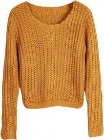 img 4 attached to Шикарный и модный: женский укороченный топ с длинным рукавом Aphratti, вязаный крючком, пуловер, вязаный свитер для модного гардероба