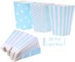 pack of 36 open-top light blue popcorn boxes - ideal for parties, weddings, and baby showers - sturdy cardboard candy containers - perfect for dessert tables and popcorn favors logo