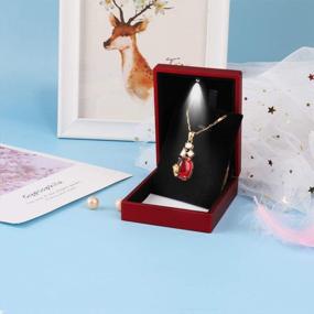 img 3 attached to Romantic LED Pendant Necklace And Couple Bracelet Box In Red Wine, Perfect Jewelry Gift For Valentine'S Day, Anniversary, Wedding, Engagement Or Christmas