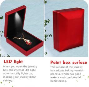 img 2 attached to Romantic LED Pendant Necklace And Couple Bracelet Box In Red Wine, Perfect Jewelry Gift For Valentine'S Day, Anniversary, Wedding, Engagement Or Christmas