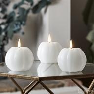 🎃 lights4fun, inc. pack of 3 truglow white pumpkin wax flameless led battery operated candles with remote control логотип