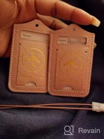 img 7 attached to Rose Gold Leather Luggage Tags 2 Pack - Cruise ID Labels With Privacy Cover For Women, Men, Kids