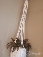 img 1 attached to POTEY Macrame Plant Hangers - Set Of 5 Hanging Plant Holders With Wood Beads And 10 Hooks For Boho Home Decor - 47.3''/40''/40''/40''/40'', Ivory review by Casey Vance