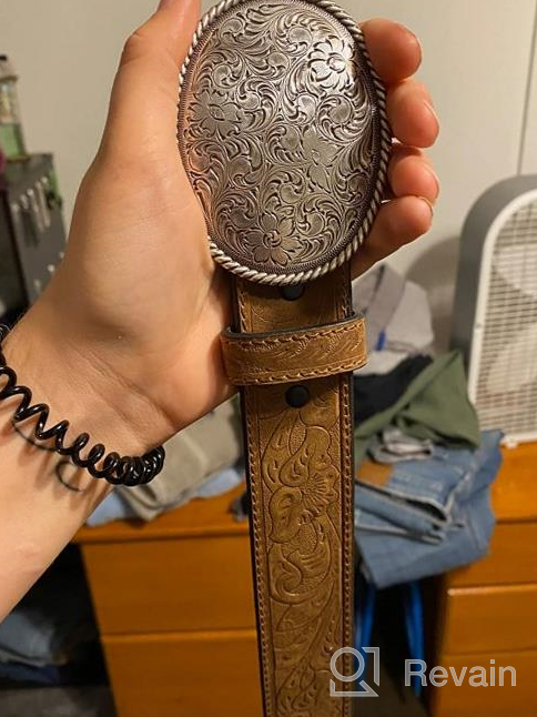 img 1 attached to Stylish Nocona Brown Floral Buckle: The Perfect Medium-Sized Men's Accessory review by Dhoal Black