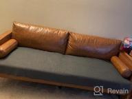 img 1 attached to Vonanda 3-Seater Faux Leather Sofa With Wood Grain Metal Legs And Bolster Pillows: An Elegant Addition To Your Living Room review by Eathan Wilson