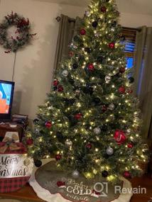img 7 attached to Обновите свой рождественский декор с помощью деревенской клетчатой ​​юбки HAUMENLY'S с вышивкой черного лося и коричневой каймой из искусственного меха - 48 дюймов