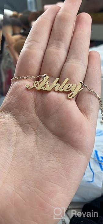 img 1 attached to Hidepoo Personalized Stainless Steel Custom Name Necklace - Dainty Letter Pendant Necklace, Customized Name Chain, Personalized Jewelry Gift for Women and Girls review by Amanda Anderson
