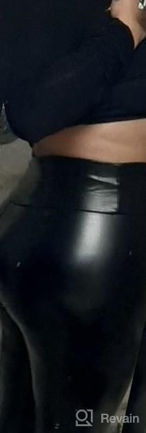 img 1 attached to Fashionably Fierce: Tulucky Women'S High Waisted Faux Leather Leggings review by Will Lockhart