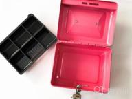 img 1 attached to Decaller Portable Metal Money Box With Key Lock, Double Layer & 2 Keys For Security - Small Cash Box (6 1/5" X 5" X 3") QH1506XS - Pink review by Mack Cruz