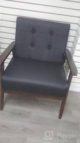 img 4 attached to Современный набор мебели середины века из 3 предметов с диваном и акцентными стульями черного цвета - JIASTING