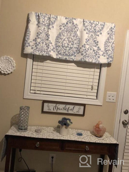 img 1 attached to Dusty Blue Floral Damask Medallion Pattern Valance Single Rod Pocket 52 Inch By 18 Inch Plus 2 Inch Header - DriftAway Samantha review by Prentice Martin