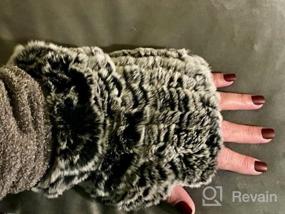 img 5 attached to Женские зимние варежки из меха кролика Valpeak: вязаные перчатки без пальцев