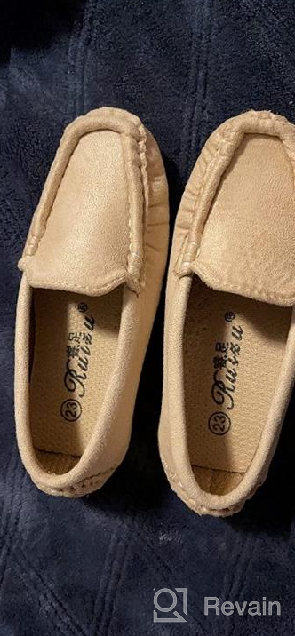 img 1 attached to 👞 DADAWEN Soft Suede Leather Slip-on Oxford Flats for Girls and Boys - Comfortable Loafer Boat Dress Shoes review by Eli Saumell