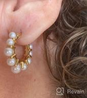 img 1 attached to Lightweight Pearl Hoop Earrings For Women - FAMARINE'S Stylish & Elegant Collection review by Brad King