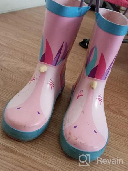 img 1 attached to Rainbow Daze Printed All Weather Boots for Kids: 🌈 100% Rubber, Handles, Toddler Size 7 to Kids Size 3 review by Todd Atherton