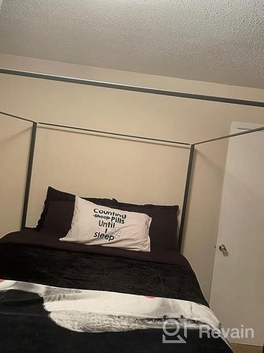 img 1 attached to Full Size YITAHOME Black Metal 4 Poster Canopy Bed Frame With Headboard, No Box Spring Needed! review by Steve Willis