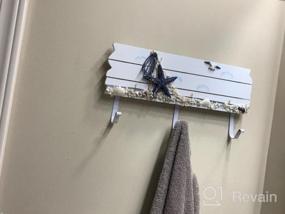 img 5 attached to Nautical Coat Rack With 3 Hooks And Decorative Seaside Elements - Wall Mounted Wood Design With Starfish, Seagull, Seashells, And White Sand Theme