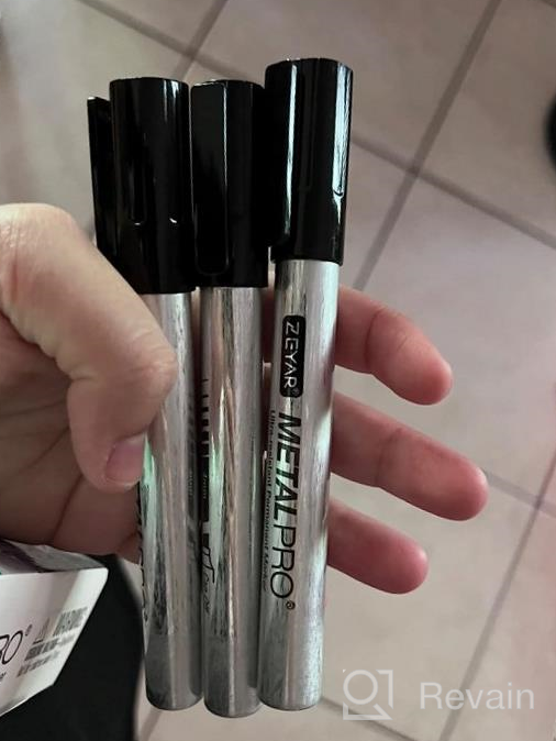 img 1 attached to 12-Pack Black Chisel Tip Medium Point Waterproof & Smear Proof Permanent Markers With Aluminum Barrels And Quick Drying Ink - ZEYAR review by Maria Campbell