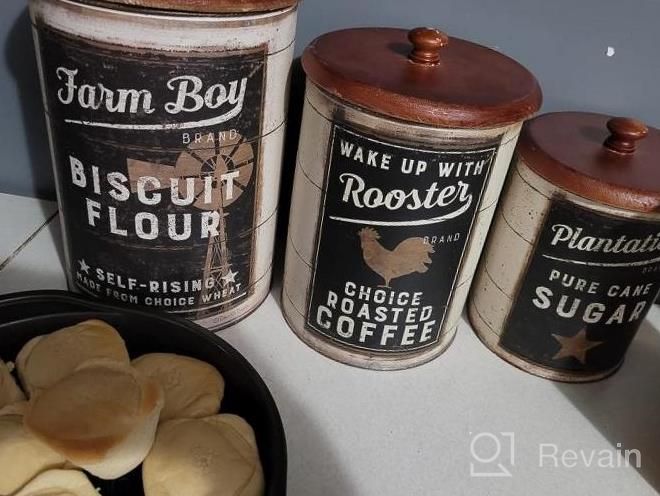 img 1 attached to Primitives By Kathy Farmhouse Tin Canisters For Sugar, Coffee, And Flour Storage review by Karen Watson