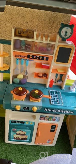 img 1 attached to My Happy Little Chef Kitchen Set - 80 Pieces With Multi-Functional Button Panel, Light, Sound And Real Steam Functions (Pink) review by Greg Mack