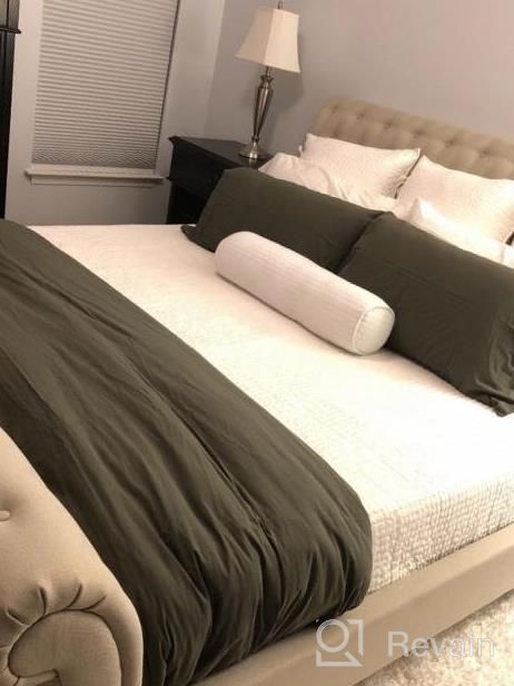 img 1 attached to Mixinni 3-Piece Queen Size Duvet Cover Set - 100% Natural Washed Cotton, Soft & Breathable With Zipper Ties (Green). review by Chelsea Martin