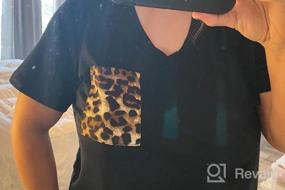 img 6 attached to Stylish Summer V Neck T-Shirt For Women With Short Sleeves, Leopard Or Sequin Print Pocket, And Casual Basic Design