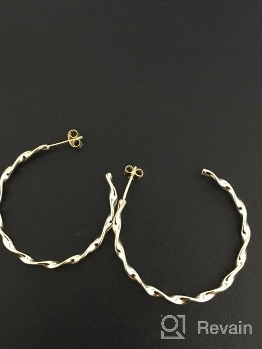 img 1 attached to 🏻 FANCIME 30mm Open Half C Hoop Earrings: White/Yellow Gold Plated, 925 Sterling Silver, High Polish, Dainty Fine Jewelry for Women and Girls review by Nate Eich