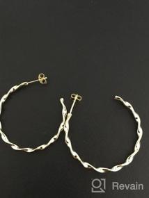 img 8 attached to 🏻 FANCIME 30mm Open Half C Hoop Earrings: White/Yellow Gold Plated, 925 Sterling Silver, High Polish, Dainty Fine Jewelry for Women and Girls