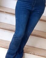 img 1 attached to Roswear Womens Mid Waist Bell Bottom Stretchy Flare Jeans Pants review by Kristopher Rodriguez