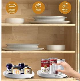 img 3 attached to 🔄 2 Pack Pretireno Lazy Susan Turntable: Non-Skid Organizer for Cabinet, Pantry, Kitchen, Countertop & Vanity Display Stand - White/Gray