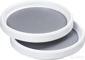 img 4 attached to 🔄 2 Pack Pretireno Lazy Susan Turntable: Non-Skid Organizer for Cabinet, Pantry, Kitchen, Countertop & Vanity Display Stand - White/Gray