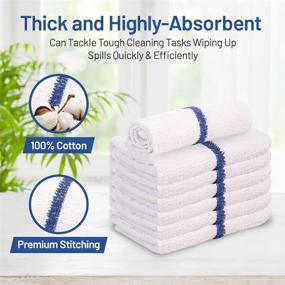 img 3 attached to JMR Kitchen Bar Mop Towels: Super Absorbent Terry Cloths for Home, Kitchen, Gym, or Automotive Use - Multi-Purpose White with Blue Kitchen Towels (Pack of 12), 16x19 inches