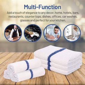 img 2 attached to JMR Kitchen Bar Mop Towels: Super Absorbent Terry Cloths for Home, Kitchen, Gym, or Automotive Use - Multi-Purpose White with Blue Kitchen Towels (Pack of 12), 16x19 inches