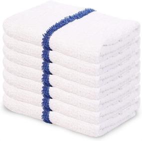 img 4 attached to JMR Kitchen Bar Mop Towels: Super Absorbent Terry Cloths for Home, Kitchen, Gym, or Automotive Use - Multi-Purpose White with Blue Kitchen Towels (Pack of 12), 16x19 inches