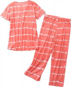 img 3 attached to Cotton Sleepwear For Women: Short Top And Capri Pants Pajama Set By Aoymay - Perfect Ladies Sleep Sets